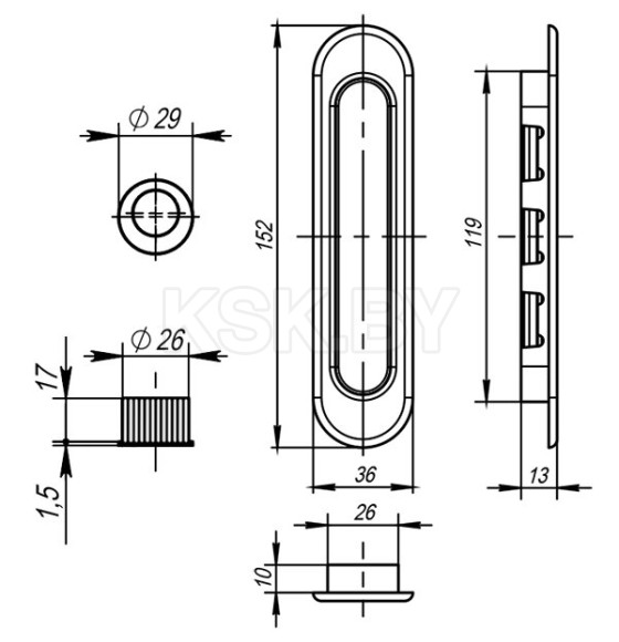 Ручка для раздвижных дверей Armadillo SH.LD152.010 (SH010) SN-3 матовый никель (19991) 