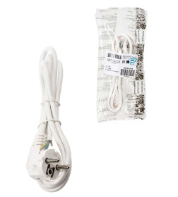 Шнур сетевой с вилкой ПВС 3x0,75 мм² 3 м с/з (белый) TDM SQ1305-0076