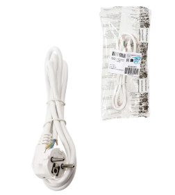 Шнур сетевой с вилкой ПВСмб 3x0,75 мм2 1,5 м с/з (белый) TDM Народный SQ1305-0575