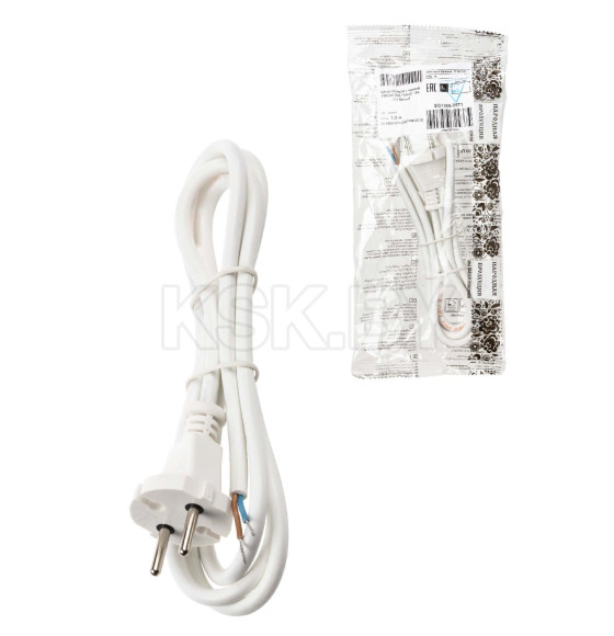 Шнур сетевой с вилкой ПВСмб 2x0,75 мм2 1,5 м б/з (белый) TDM Народный SQ1305-0571 (SQ1305-0571) 