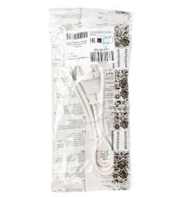 Шнур сетевой с вилкой ПВСмб 2x0,75 мм2 1,5 м б/з (белый) TDM Народный SQ1305-0571