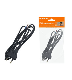 Шнур с плоской вилкой ШУ02 ШВВП 2х0,75 мм2 1,7 м (черный) TDM SQ1305-0012