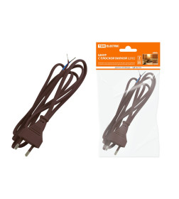 Шнур с плоской вилкой ШУ02 ШВВП 2х0,75 мм2 1,7 м (коричневый) "ЭКО" TDM SQ1305-0016