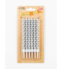 Свечи в торт "Жемчужины" 6 шт, 12,5 см, серебряные 10747861