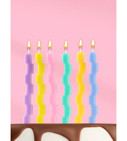 Свечи в торт "Тетрис" 6 шт, 12,5 см, разноцветные 10747864