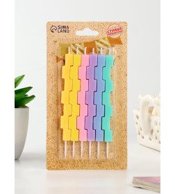 Свечи в торт "Тетрис" 6 шт, 12,5 см, разноцветные 10747864