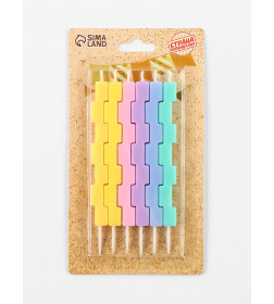 Свечи в торт "Тетрис" 6 шт, 12,5 см, разноцветные 10747864