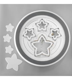 Люстра с ПДУ «Звездный» LED 160 Вт 3000-6000К серо-белый 52×52×8.5 см BayerLux