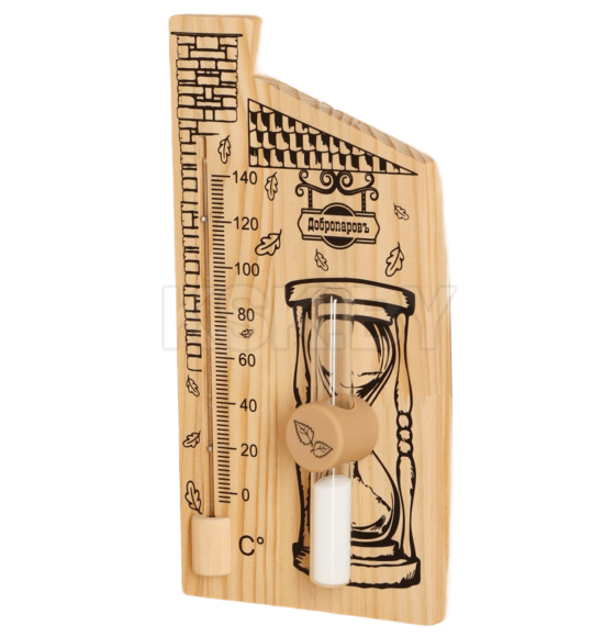 Термометр для бани с песочными часами 15 мин "Дом", деревянный, 28 х 14 см, Добропаровъ (9785833) 