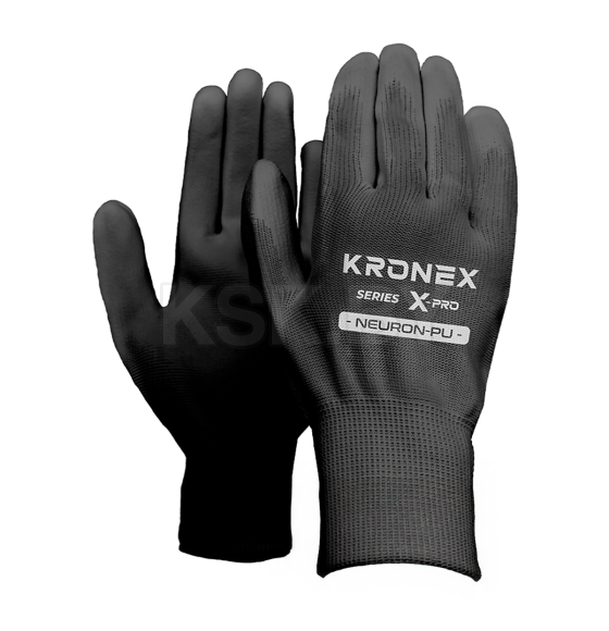Перчатки нейлоновые KRONEX X-PRO NEURON-PU черные 9 р-р (PRO-1009b) 