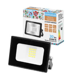 Прожектор СДО-05-020 20 Вт, 1600 лм, 6500 К, 220-240 В, IP65, черный, TDM Народный SQ0336-0301