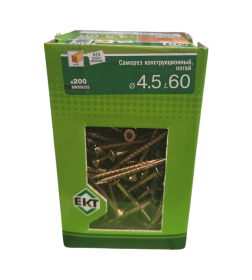 Саморез конструкционный 4.5х60, потай, желтый цинк, ЕКТ (кор. с окном/200шт)