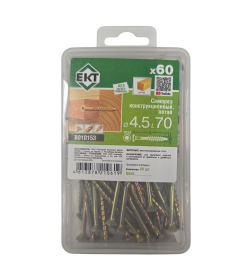 Саморез конструкционный 4.5х70, потай, желтый цинк, ЕКТ (пласт.конт./60шт)