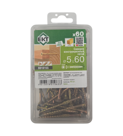 Саморез конструкционный 5.0х60, потай, желтый цинк, ЕКТ (пласт.конт./60шт)