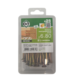 Саморез конструкционный 6.0х80, потай, желтый цинк, ЕКТ (пласт.конт./25шт)