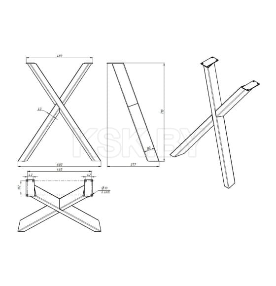 Подстолье ХН-80/20 черный (2 шт.) ОКА 94674 (94674) 