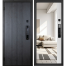 Дверь входная "Рона Smart зеркало" Бетон графит/белый (левая)  960х2050 мм