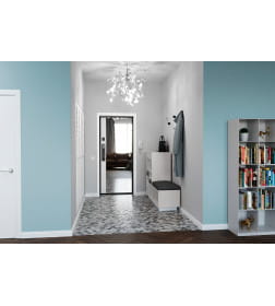 Дверь входная "Рона Smart зеркало" Бетон графит/белый (левая)  960х2050 мм