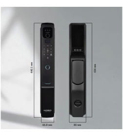 Дверь входная "Рона Smart зеркало" Бетон графит/белый (левая)  960х2050 мм