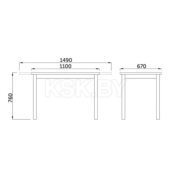Стол раздвижной ONE (СОО), 1100(1490)*670*760, (белый мат) (60775) 
