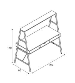 Стол письменный VECTOR, светлый дуб/белый металл, 1390*600*1400