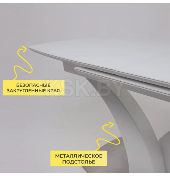 Стол раздвижной НОТР ДАМ MODERNE стекло Optiwhite 1400(1800)*850, Белый/Белый Муар (95240) 