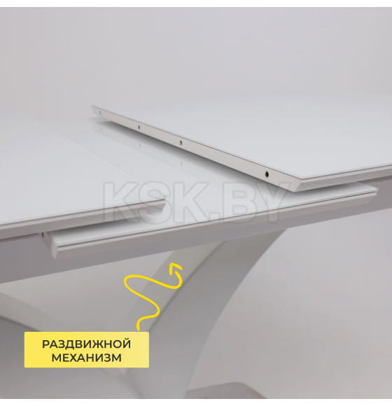 Стол раздвижной НОТР ДАМ MODERNE стекло Optiwhite 1400(1800)*850, Белый/Белый Муар (95240) 