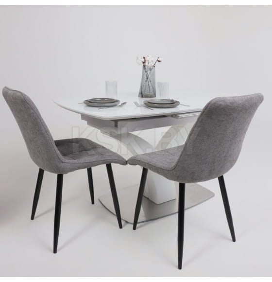 Стол раздвижной НОТР ДАМ MODERNE стекло Optiwhite 1400(1800)*850, Белый/Белый Муар (95240) 