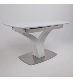 Стол раздвижной НОТР ДАМ MODERNE стекло Optiwhite 1400(1800)*850, Белый/Белый Муар