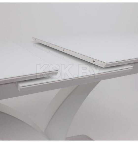 Стол раздвижной НОТР ДАМ MODERNE стекло Optiwhite 1400(1800)*850, Белый/Белый Муар (95240) 