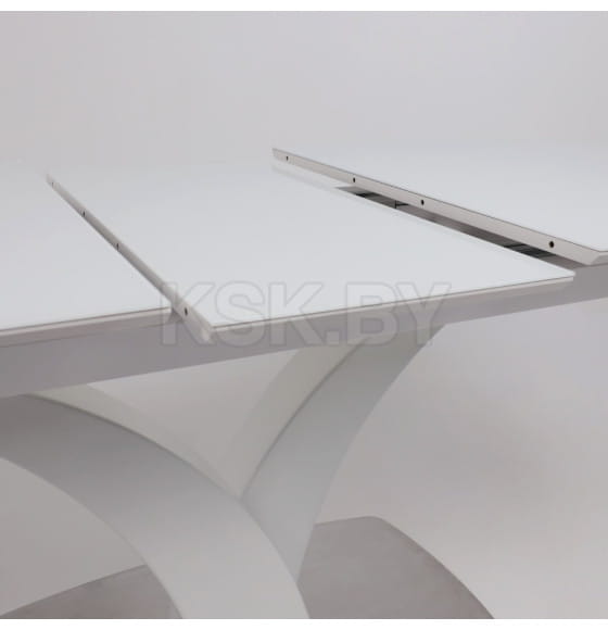 Стол раздвижной НОТР ДАМ MODERNE стекло Optiwhite 1400(1800)*850, Белый/Белый Муар (95240) 