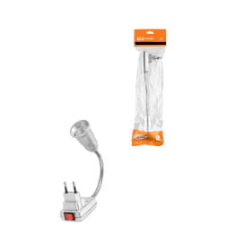 Переходник вилка-Е27 гибкий 150 мм с выключателем (серебро) TDM SQ0335-1029