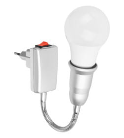 Переходник вилка-Е27 гибкий 150 мм с выключателем (серебро) TDM SQ0335-1029