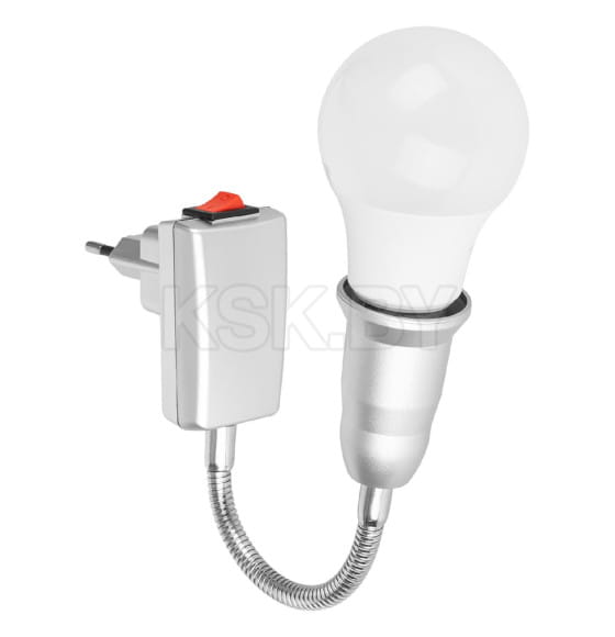 Переходник вилка-Е27 гибкий 150 мм с выключателем (серебро) TDM SQ0335-1029 (SQ0335-1029) 