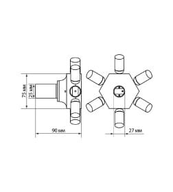 Переходник Е27-6(+1)хЕ27 (белый) TDM SQ0335-1023
