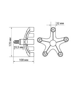 Переходник Е27-5хЕ27 (белый) TDM SQ0335-1022
