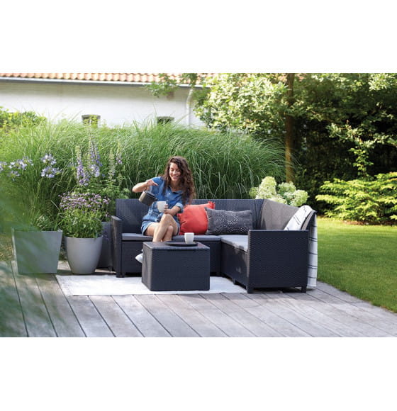 Набор садовой мебели (угловой диван, столик) Elodie 5S Corn Claire, графит (254097) 