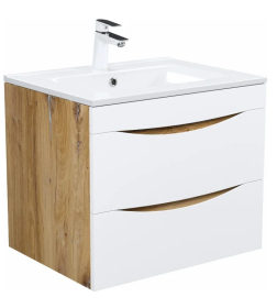 Тумба подвесная IDDIS Cloud 60 с умывальником белая/золотистый дуб CLO60Y0i95K