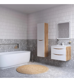 Тумба подвесная IDDIS Cloud 60 с умывальником белая/золотистый дуб CLO60Y0i95K