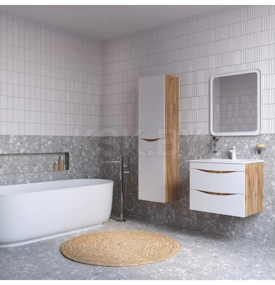 Тумба подвесная IDDIS Cloud 60 с умывальником белая/золотистый дуб CLO60Y0i95K (CLO60Y0i95K) 