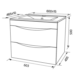 Тумба подвесная IDDIS Cloud 60 с умывальником белая/золотистый дуб CLO60Y0i95K