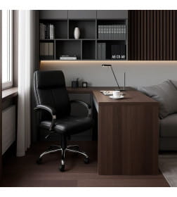 Кресло Немига 1, кожа натуральная Black, DMSL, основание хром, колесо полиуретановое