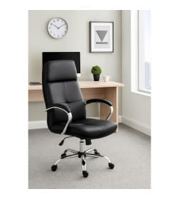 Кресло Немига 1, кожа натуральная Black, DMSL, основание хром, колесо полиуретановое