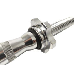 Гриф для гантелей AMETIST 25х400 мм 1,65 кг (полнотелый) с железной ручкой бочонком