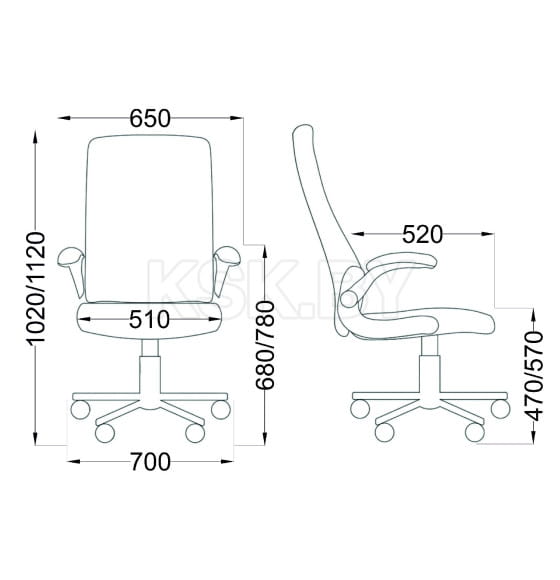 Кресло поворотное BORIS, ткань/серый (59143) 