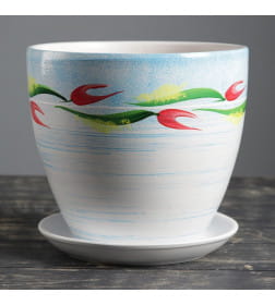 Горшок для цветов керамический с подставкой 25,0 л Весенний