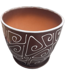Горшок для цветов керамический с подставкой 8,0 л Абстракция коричневая