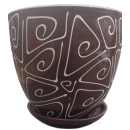 Горшок для цветов керамический с подставкой 8,0 л Абстракция коричневая