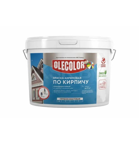 Краска акриловая атмосферостойкая по кирпичу коричневый (3 кг) Olecolor (4300015876) 