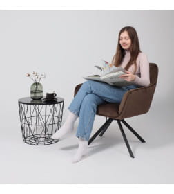 Кресло VIRGINIA, поворотное, велюр, шоколадный HCJ-10/черный